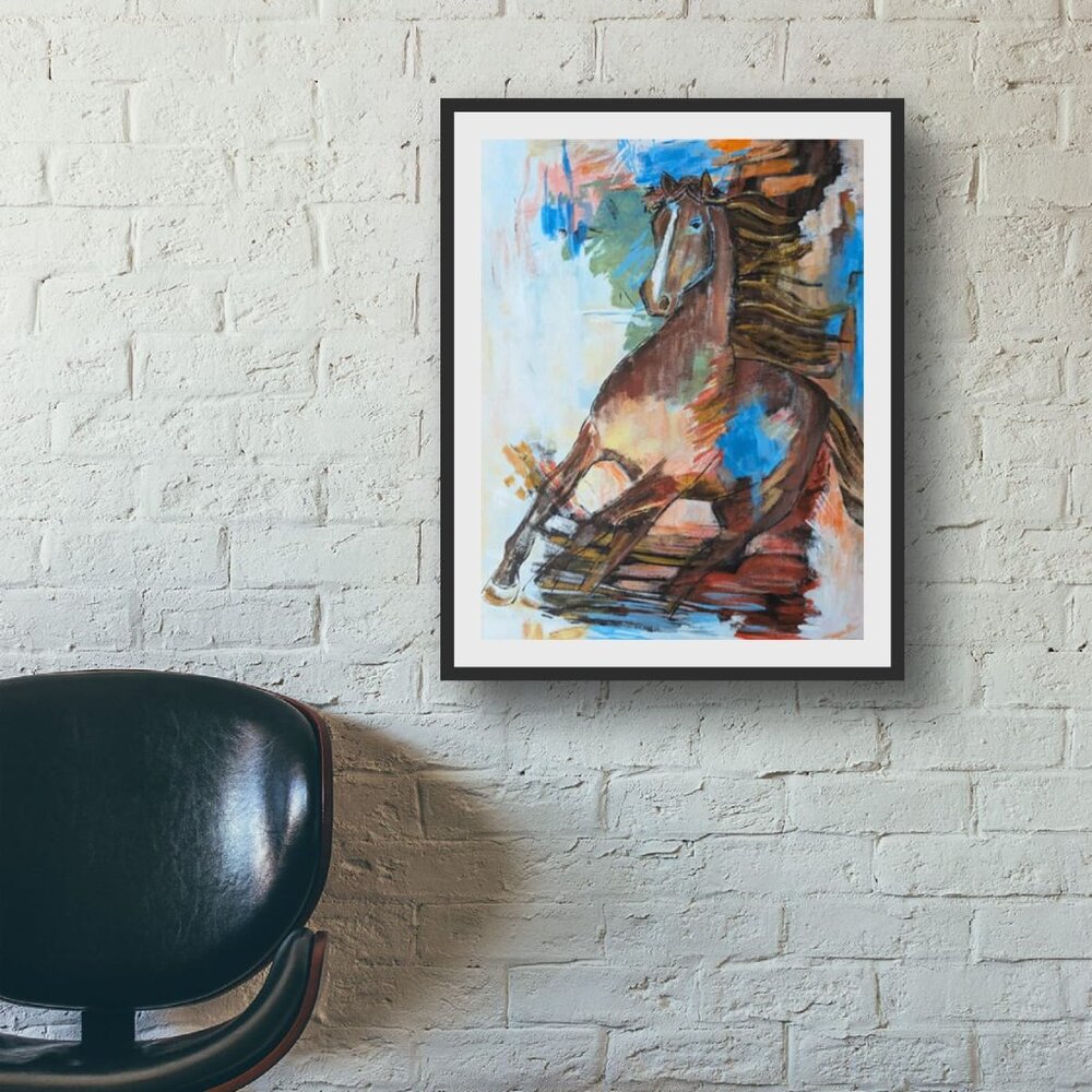 Original Horse Painting Wall Art Abstract Realism - Picture 3 of 4
